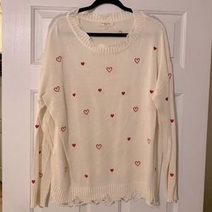 Sweet Lovely | Ivory/Red Heart Sweater
